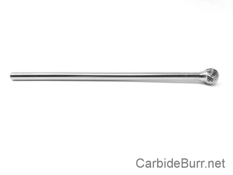 Double Cut Cobra Carbide 10695 Micro Grain Solid Carbide Long Length Burr with Ball End 1/2 Head Diameter 7/16 Cutting Length Shape D SD-5L6 1/4 Shank Diameter Pack of 1 
