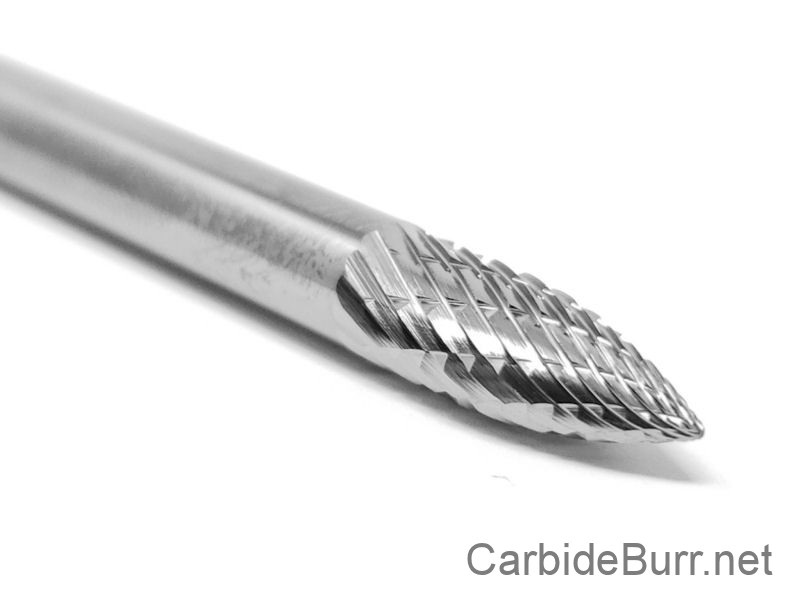 DLtools SG-5 Carbide Burr File 1/2 Inch Head with 1/4 Inch Shank Pointed Tree Shape for Popular Rotary Die Grinder 