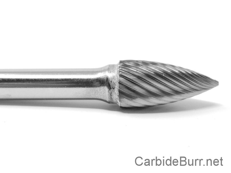 SA-3 Carbide Burr Double Cut - 3/8" Dia X 3/4" Cut Length, 1/4" Shank - Made In USA