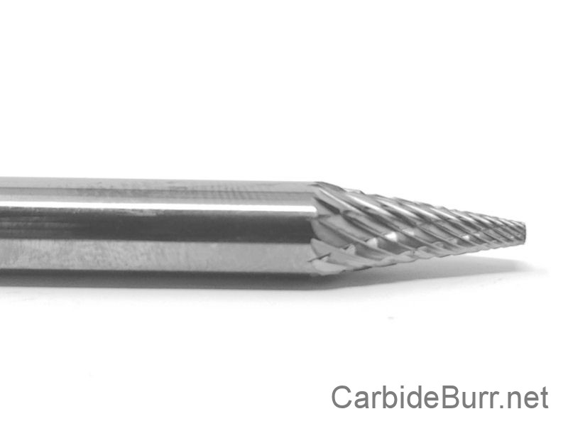 Excel 3mm Pointed Cone Carbide Burr – Micro Grain, 3mm Shank – M031603S