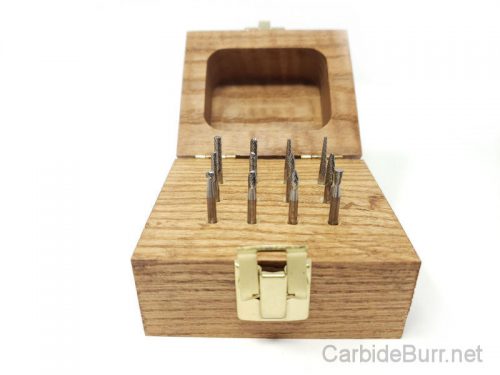 Jeu De 12 Fraises Carbure (burrs) KnKut Avec Boîte De Rangement En Bois - Pour Meuleuse, Gravure, Métal